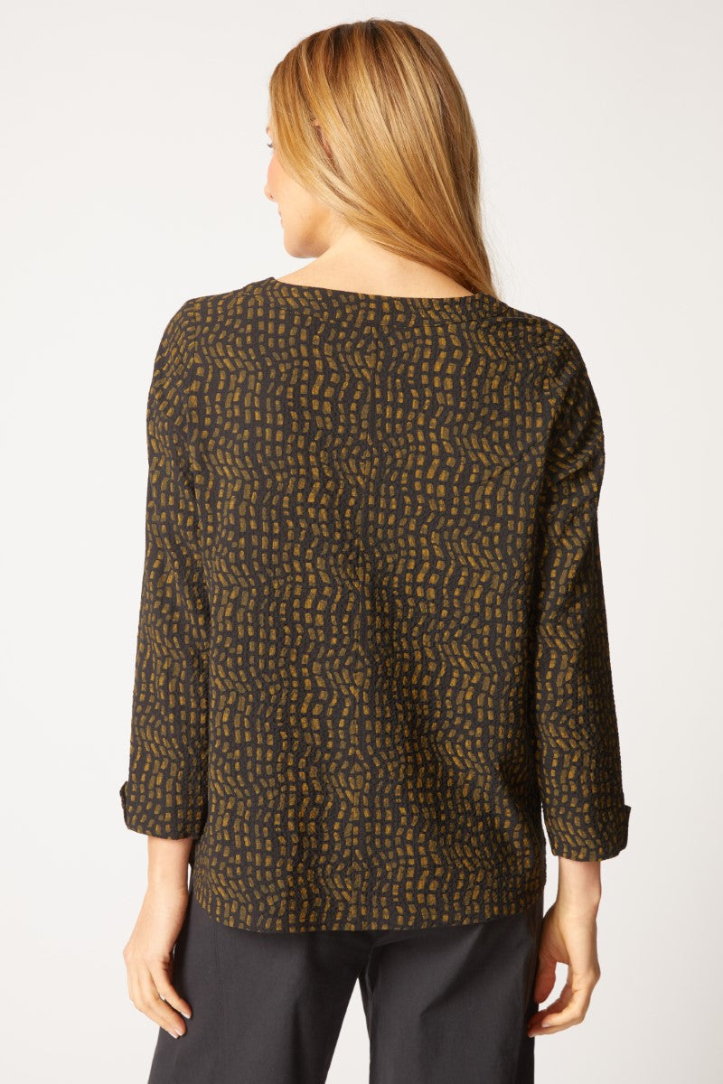 Habitat Pucker Weave Mosaic Button Pullover in Lichen