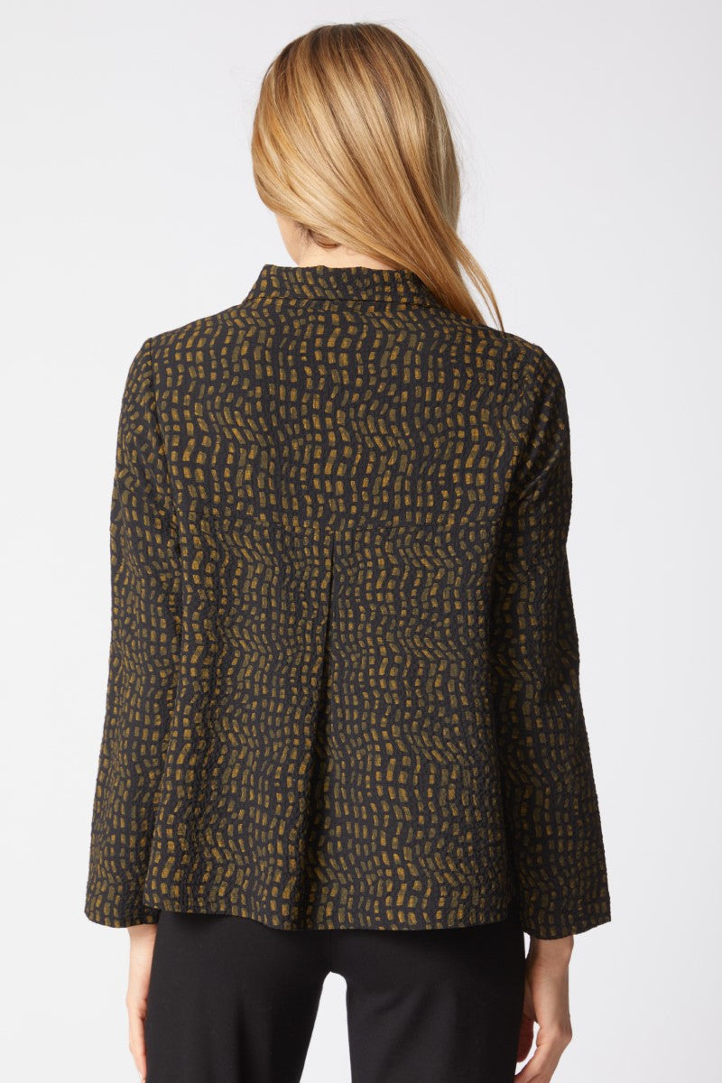 Pucker Weave Mosaic Swing Jacket in Lichen