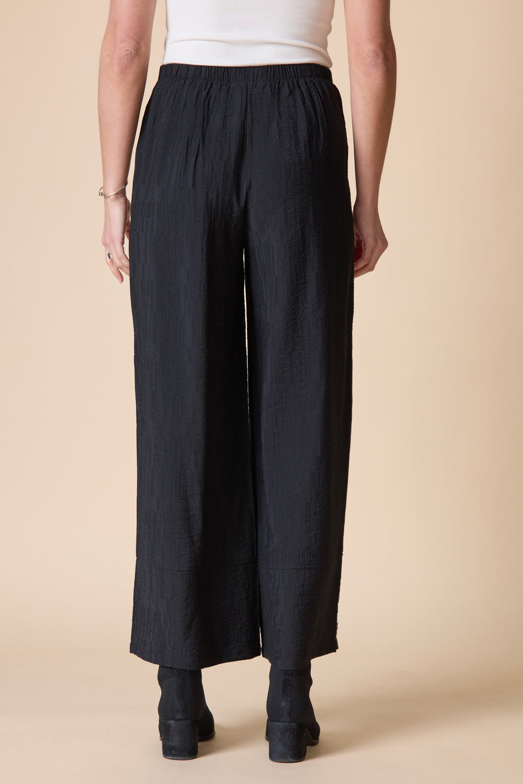  Habitat's Rayon Jacquard Button Hem Pants in Black