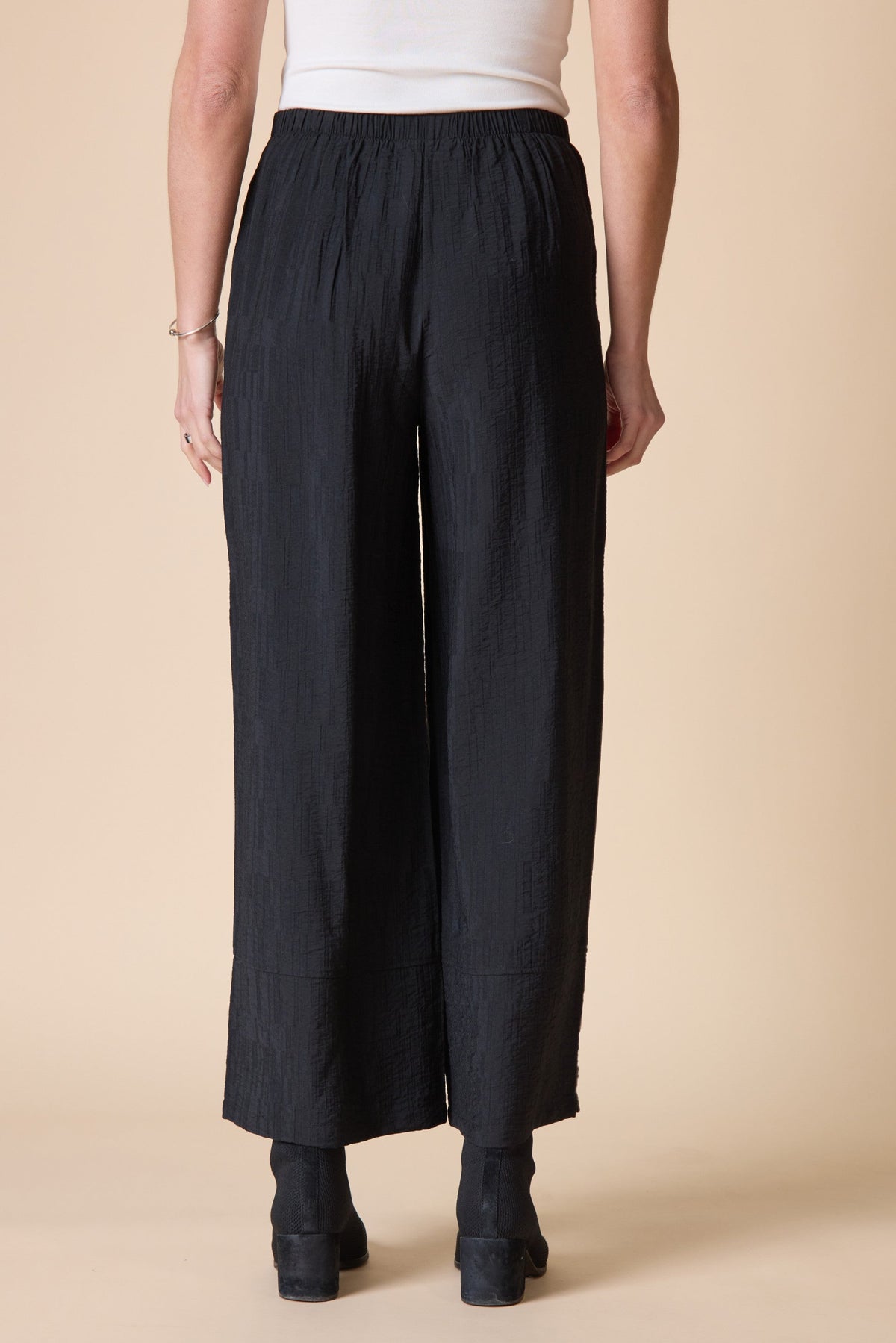  Habitat's Rayon Jacquard Button Hem Pants in Black