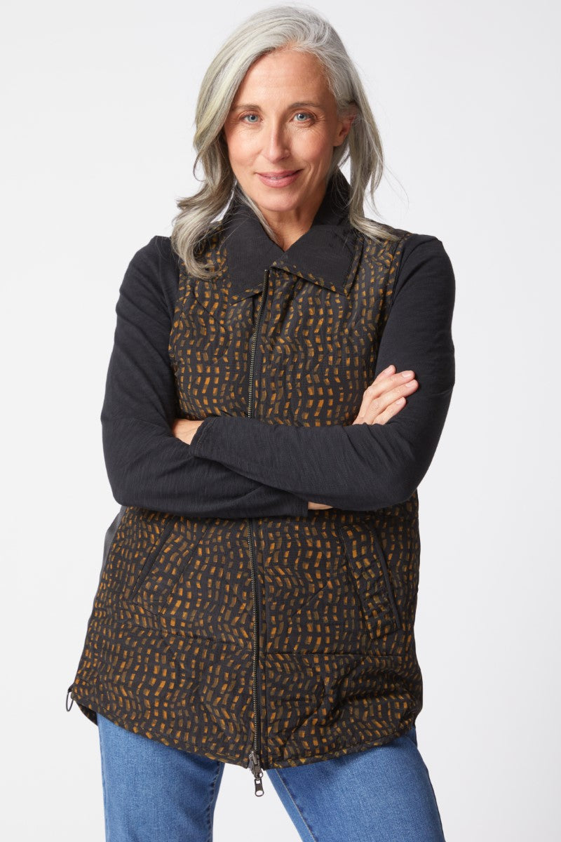 Habitat's Reversible Mosaic Print Quilted Vest in Lichen