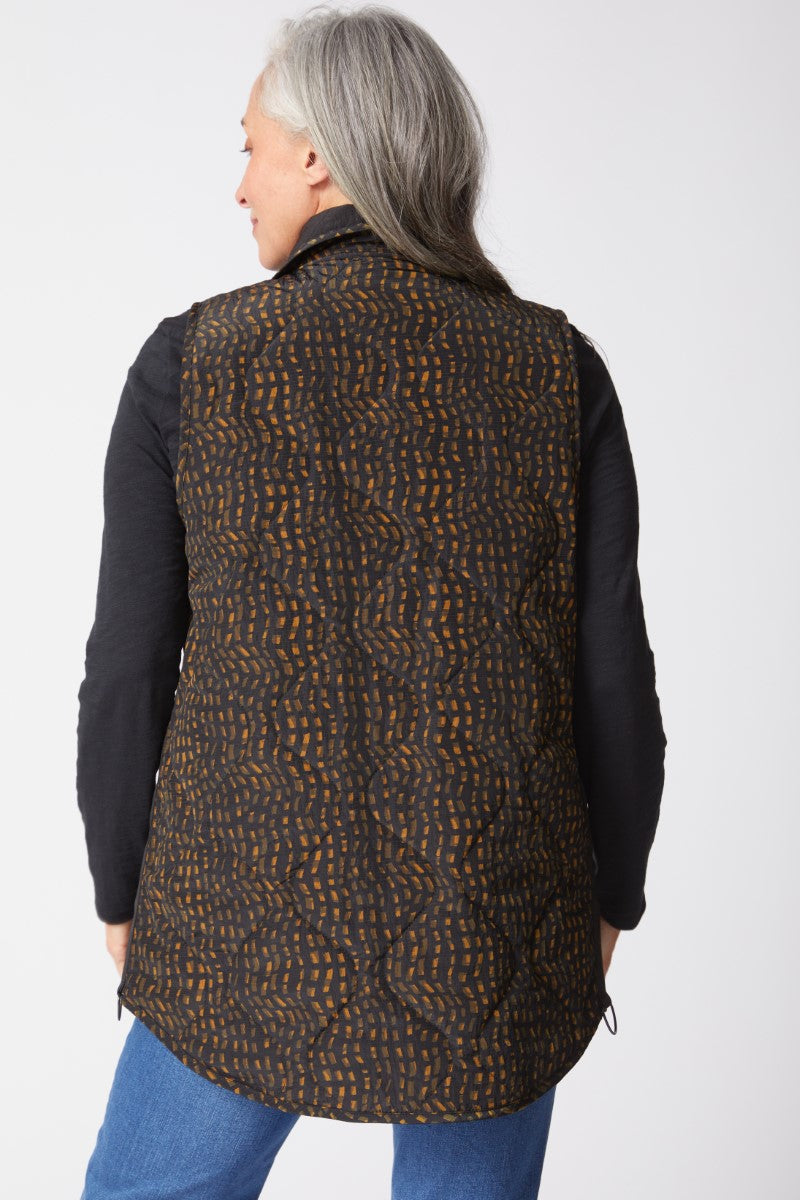 Habitat's Reversible Mosaic Print Quilted Vest in Lichen