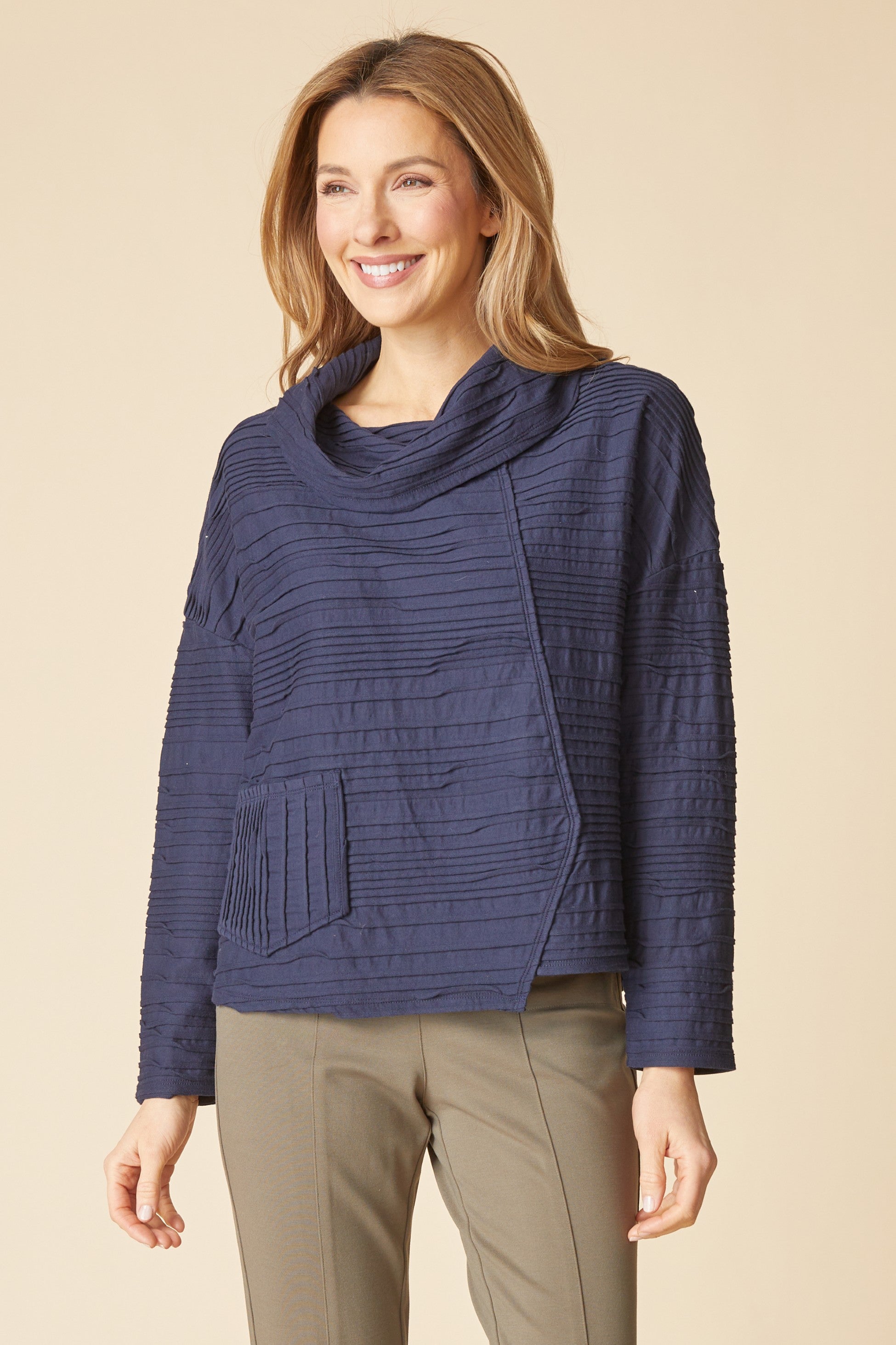 Habitat's Ripple Effect Cowl Pullover in Navy