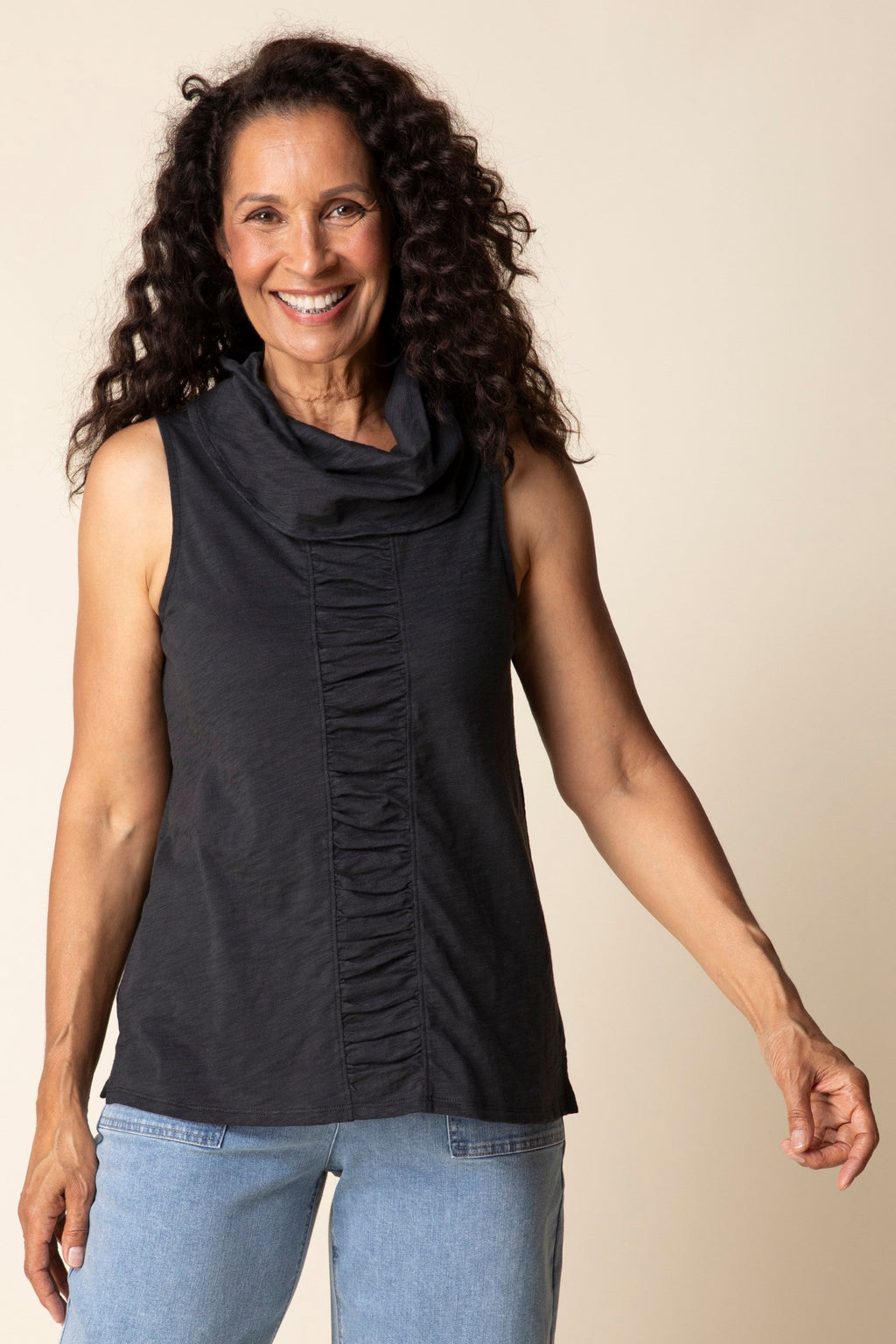 Habitat's Ruched Sleeveless Tunic in Black