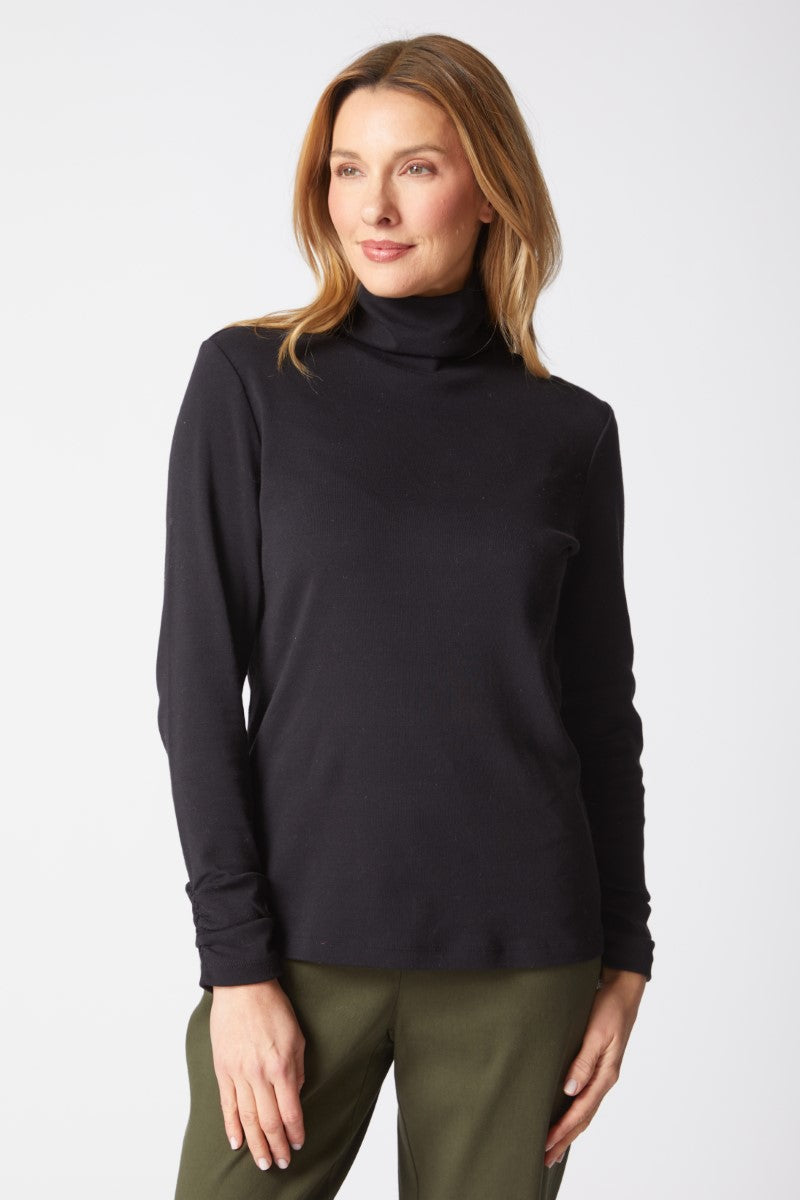 Habitat's Ruched Turtleneck in Black