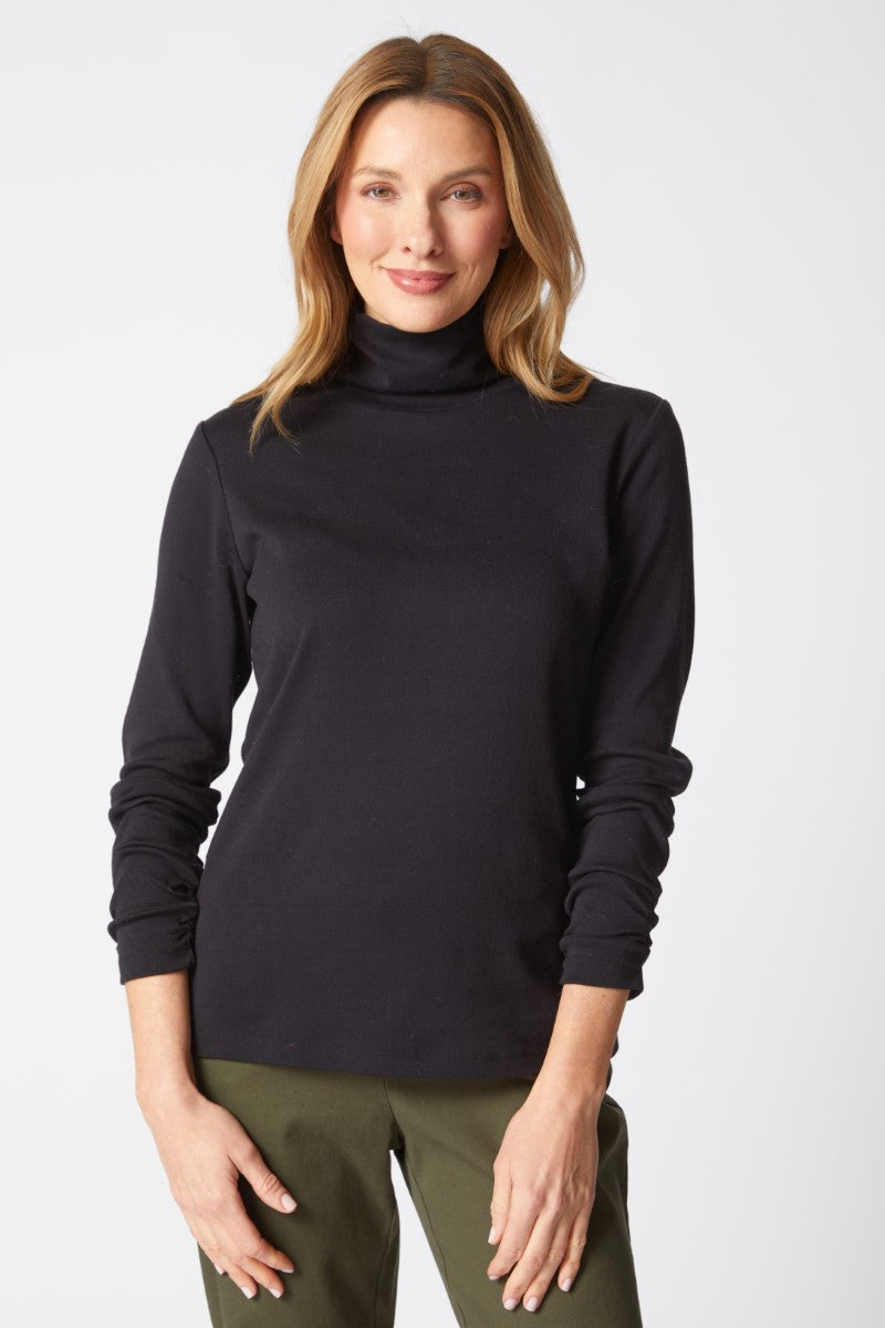 Habitat's Ruched Turtleneck in Black