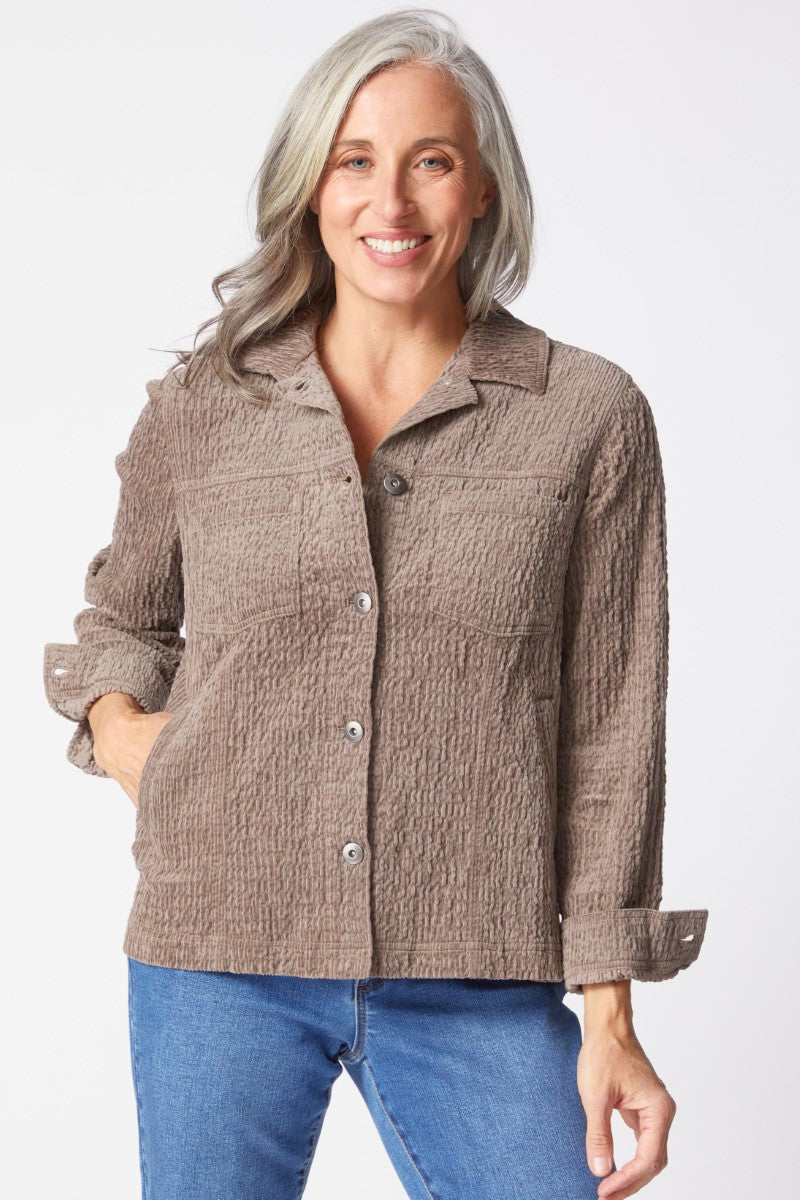 Habitat Rustic Stretch Cord Boyfriend Jacket in Truffle