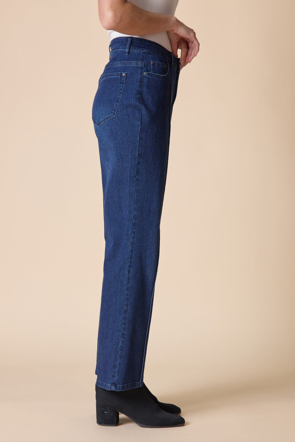 Habitat Seamed Ankle Flare Stretch Denim Jean in Dark Denim