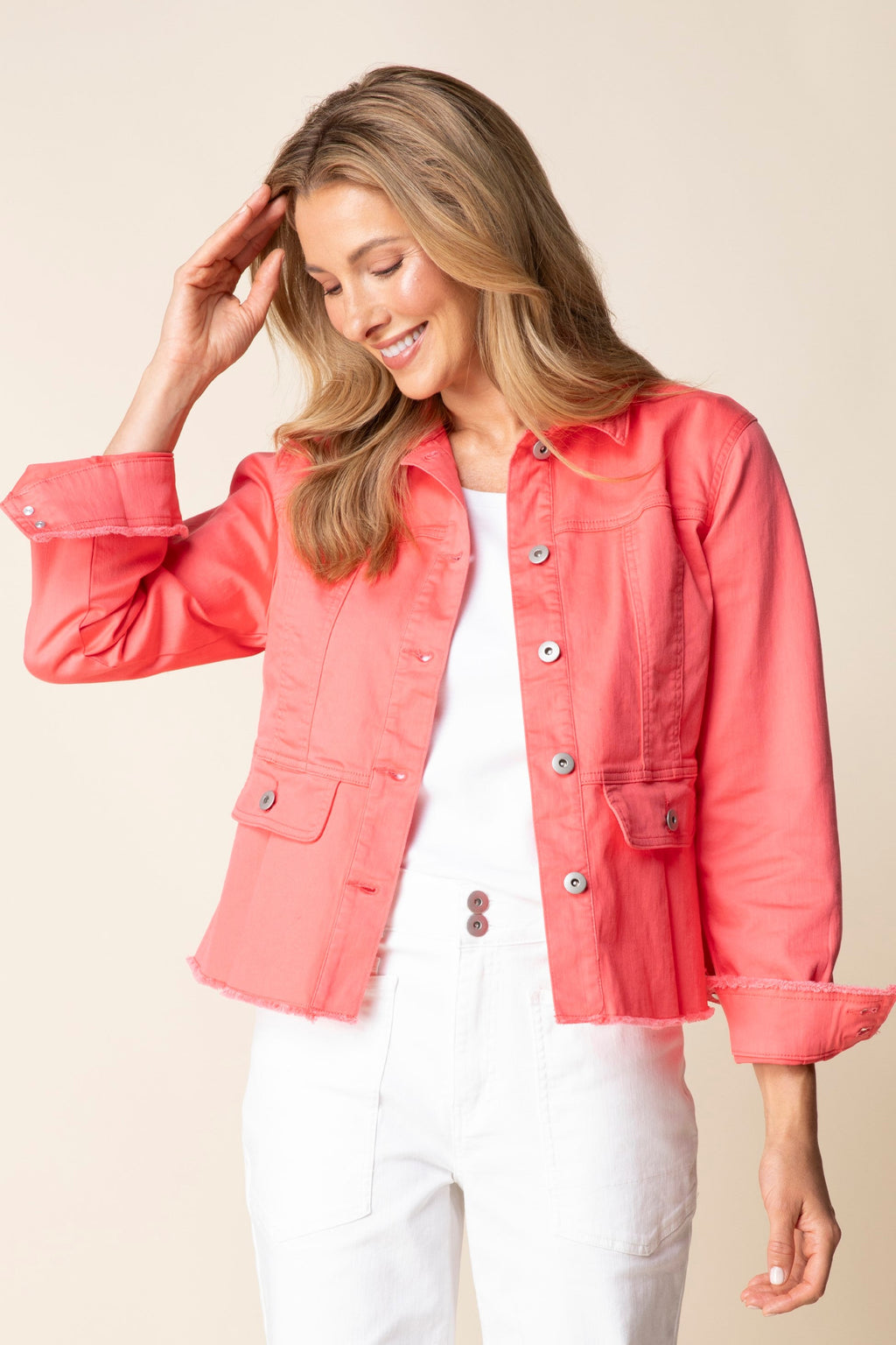 Habitat's Secret Sauce Peplum Jacket in Coral