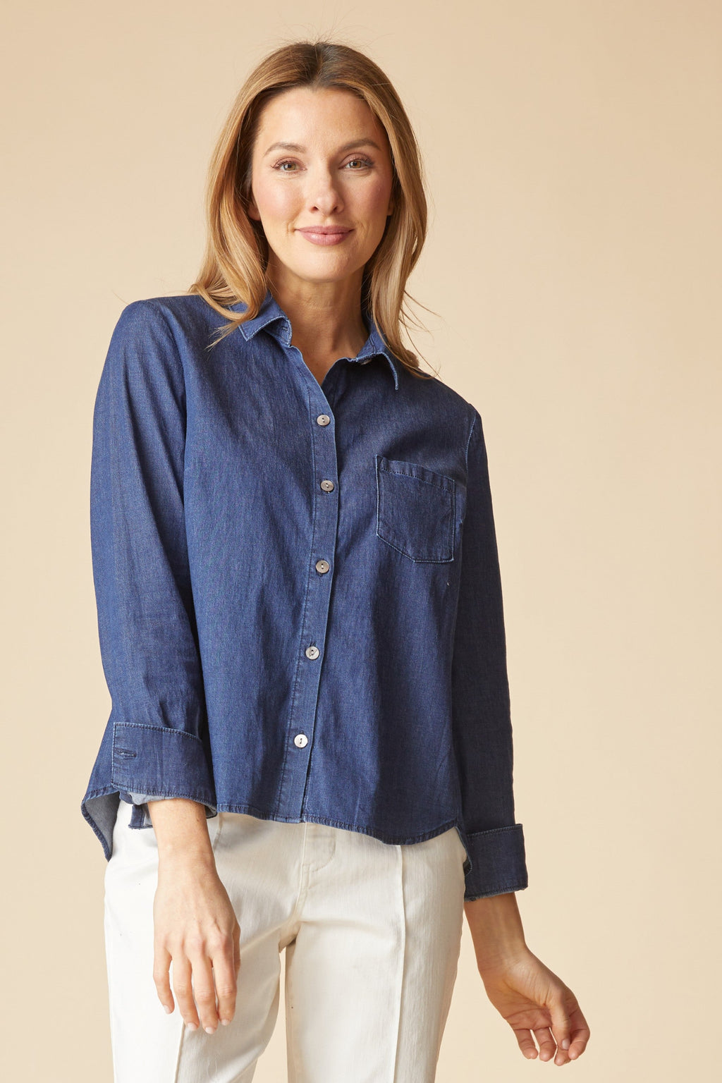 Habitat's Denim Shaped Hem Shirt in Dark Denim