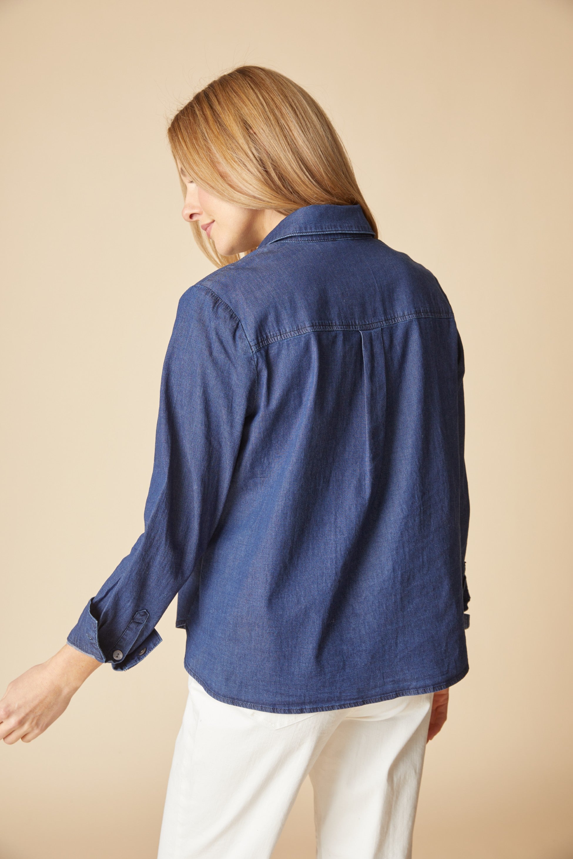 Habitat's Denim Shaped Hem Shirt in Dark Denim