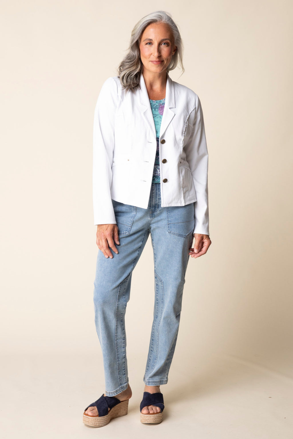 Habitat Stonewash Knit South Side Jacket in White