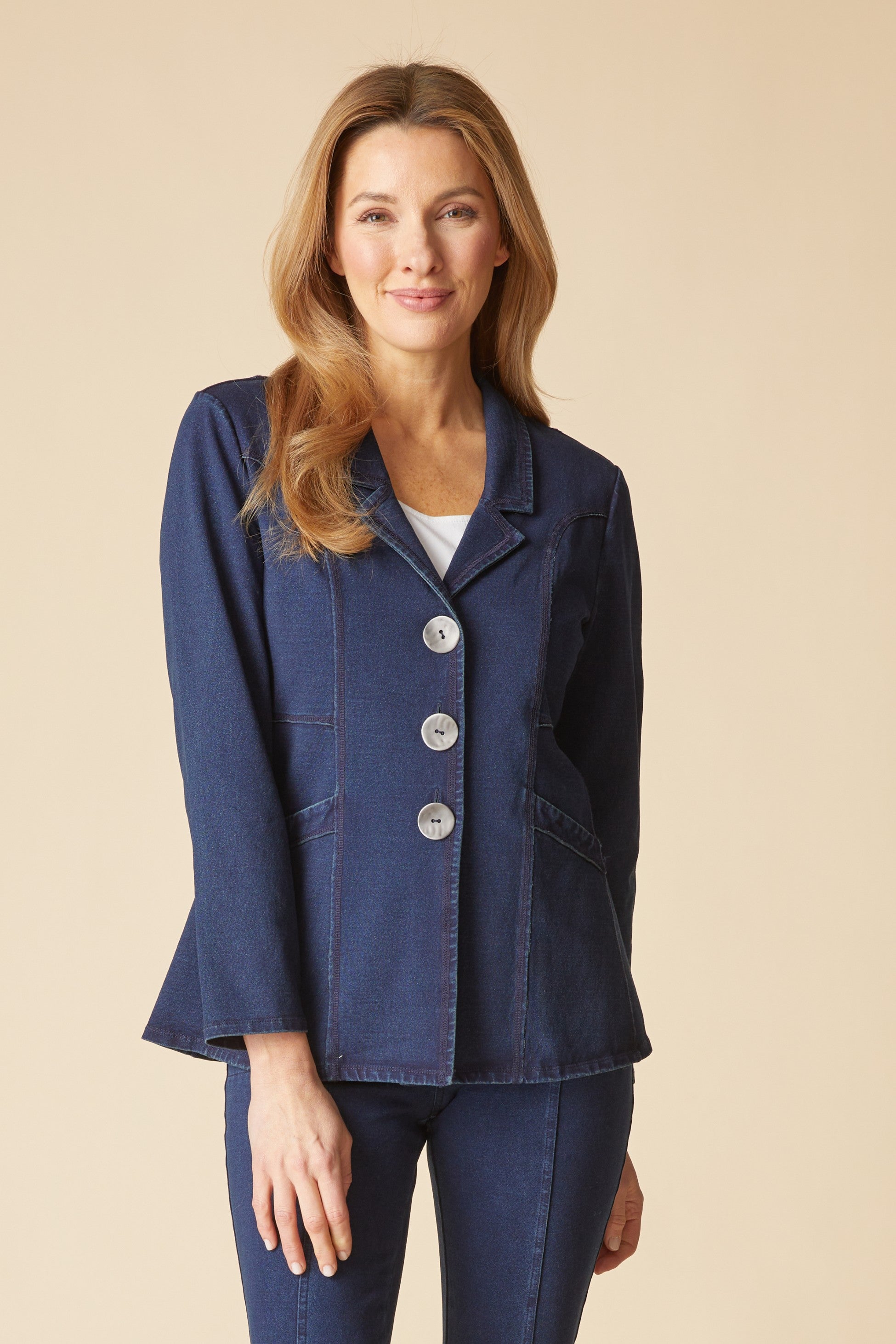 Habitat's Stonewash Cotton Seamed Blazer in Denim