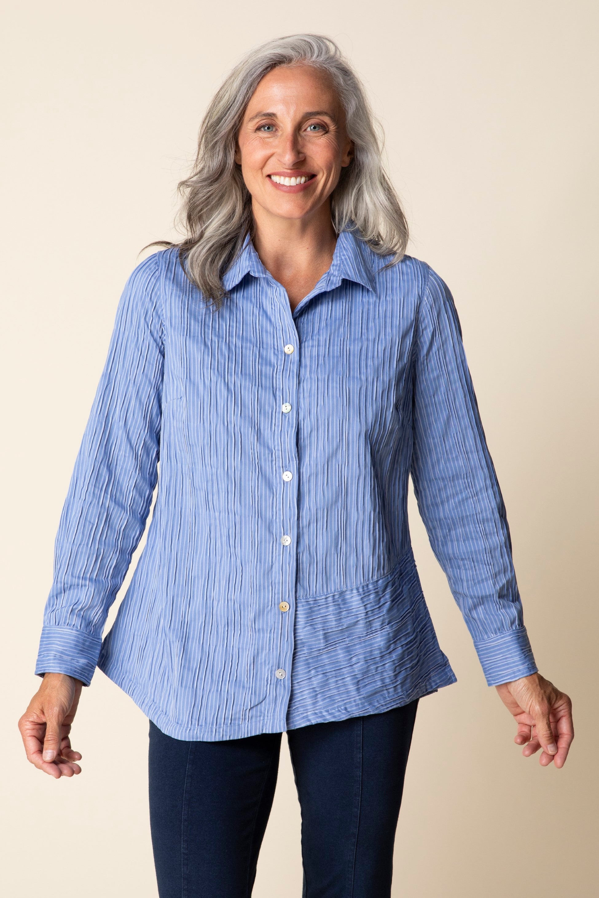 Habitat's Stripe Selene Shirt in Bluebell