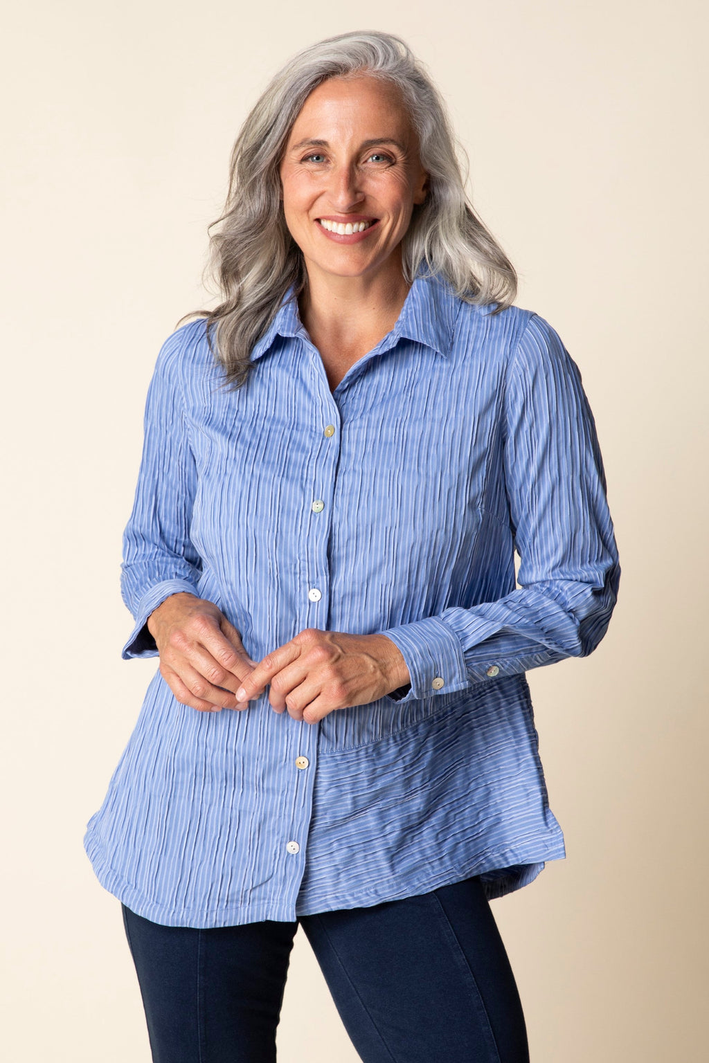 Habitat's Stripe Selene Shirt in Bluebell