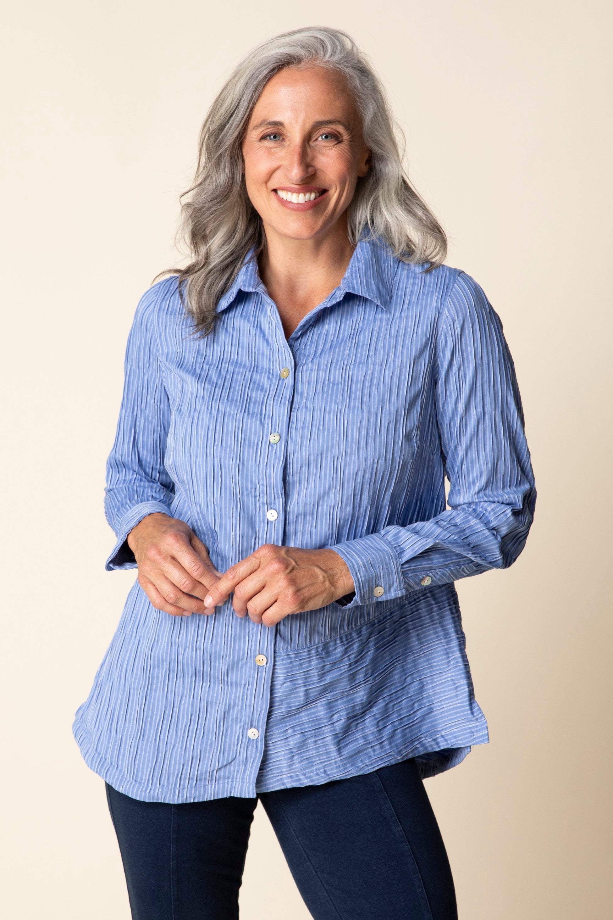 Habitat's Stripe Selene Shirt in Bluebell