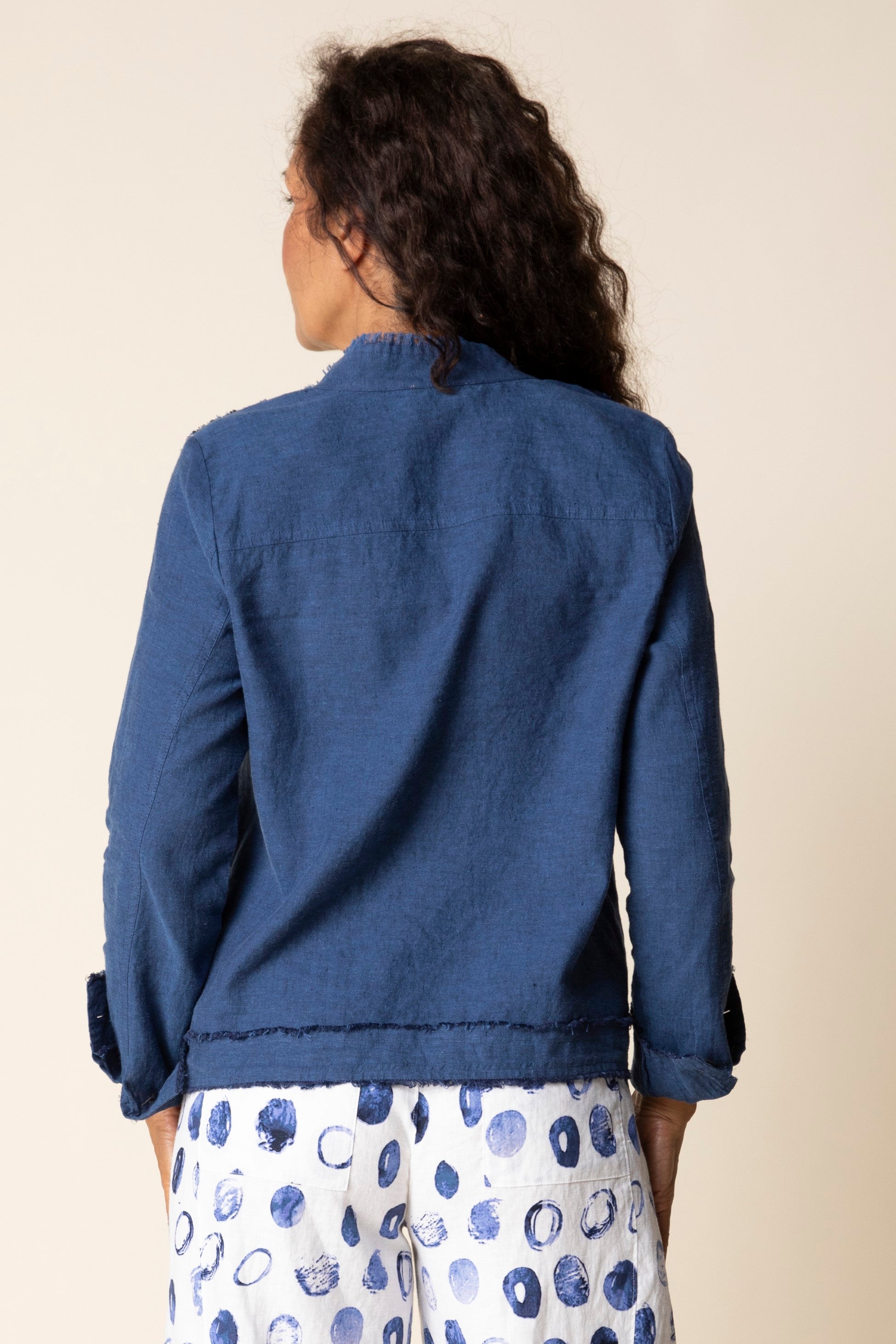 Habitat Summer Breeze Fringe Jacket in Navy