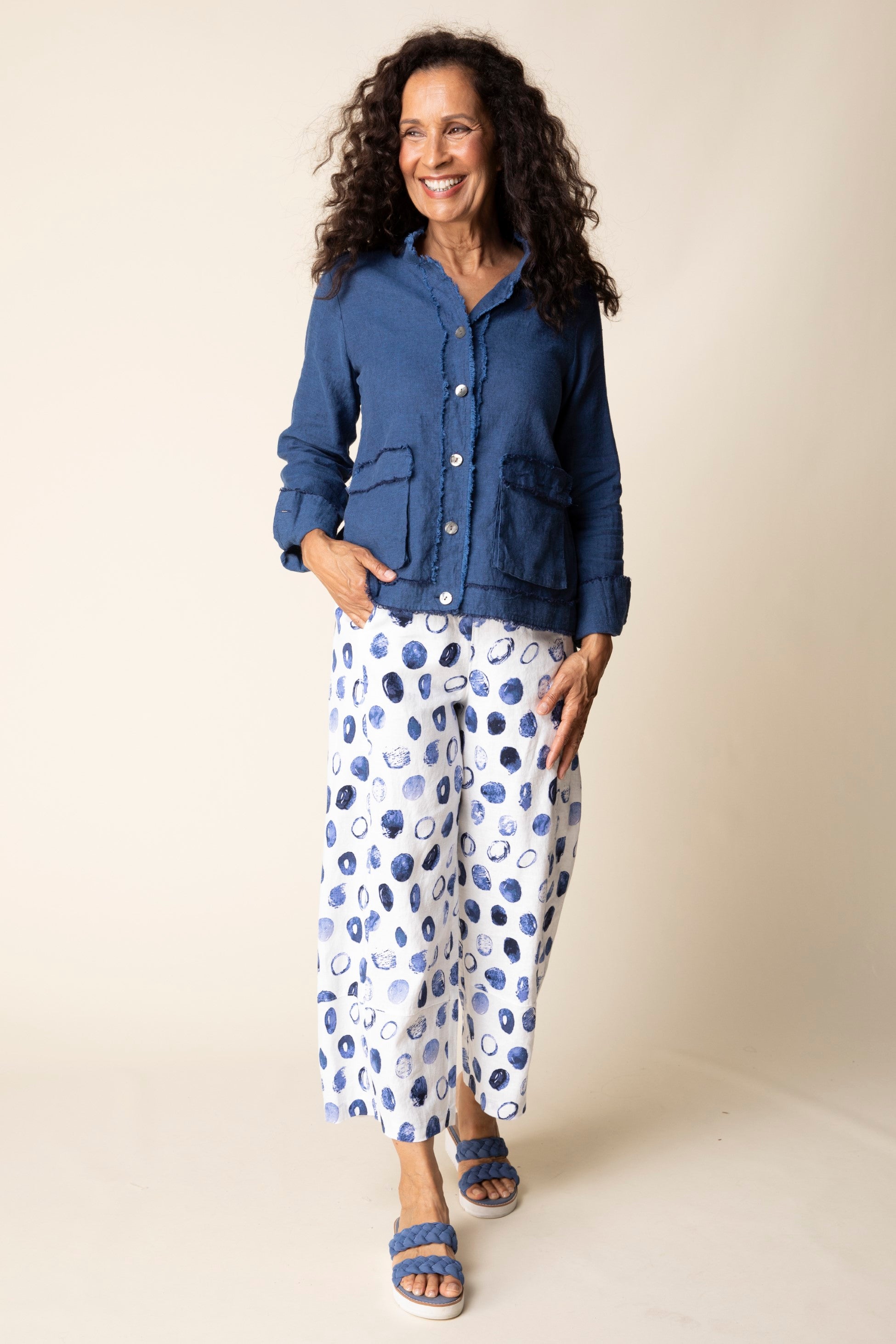 Habitat Summer Breeze Fringe Jacket in Navy