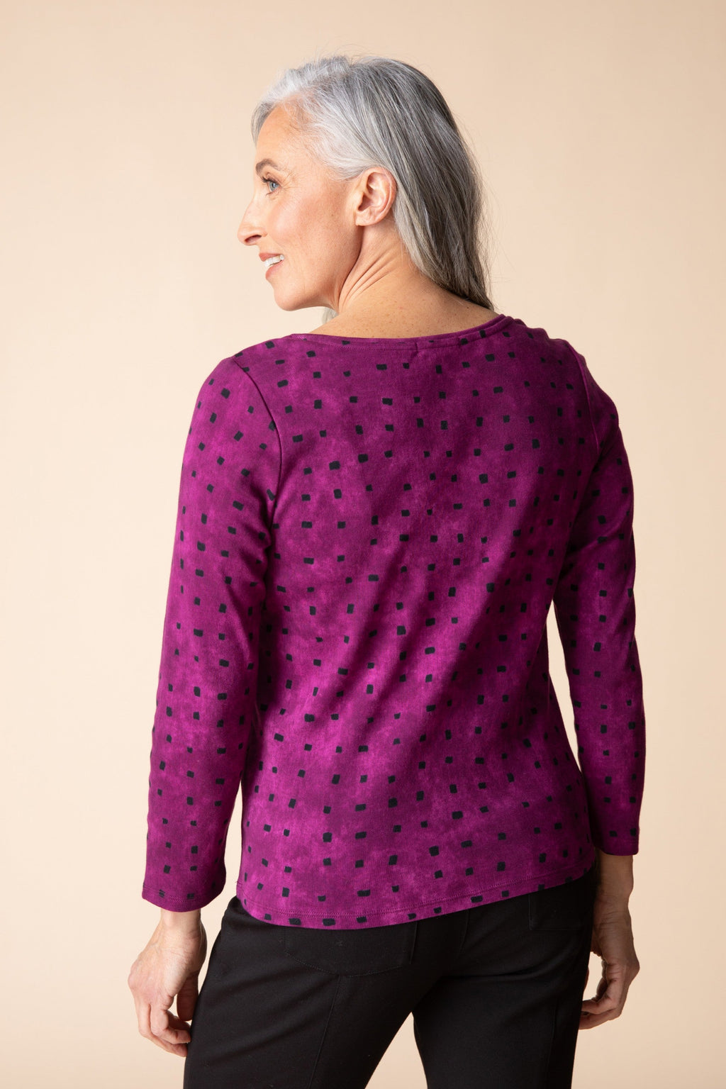 Habitat  Tie Dye Tiles Cozy Rib Knit Tee in Plum