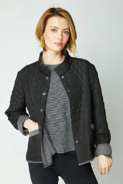 Habitat Clothing Double Faced Quilted Side Zipper Urban Jacket in Black