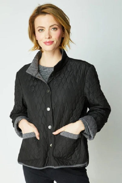 Habitat Clothing Double Faced Quilted Side Zipper Urban Jacket in Black