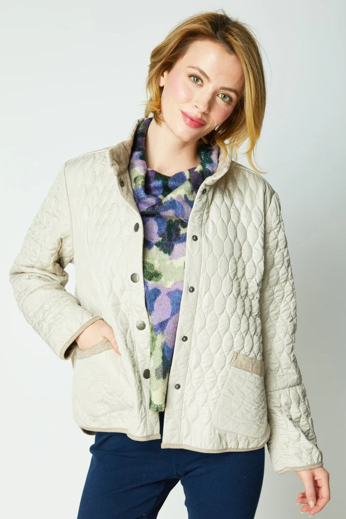 Habitat Clothing Double Faced Quilted Side Zipper Urban Jacket in Dove