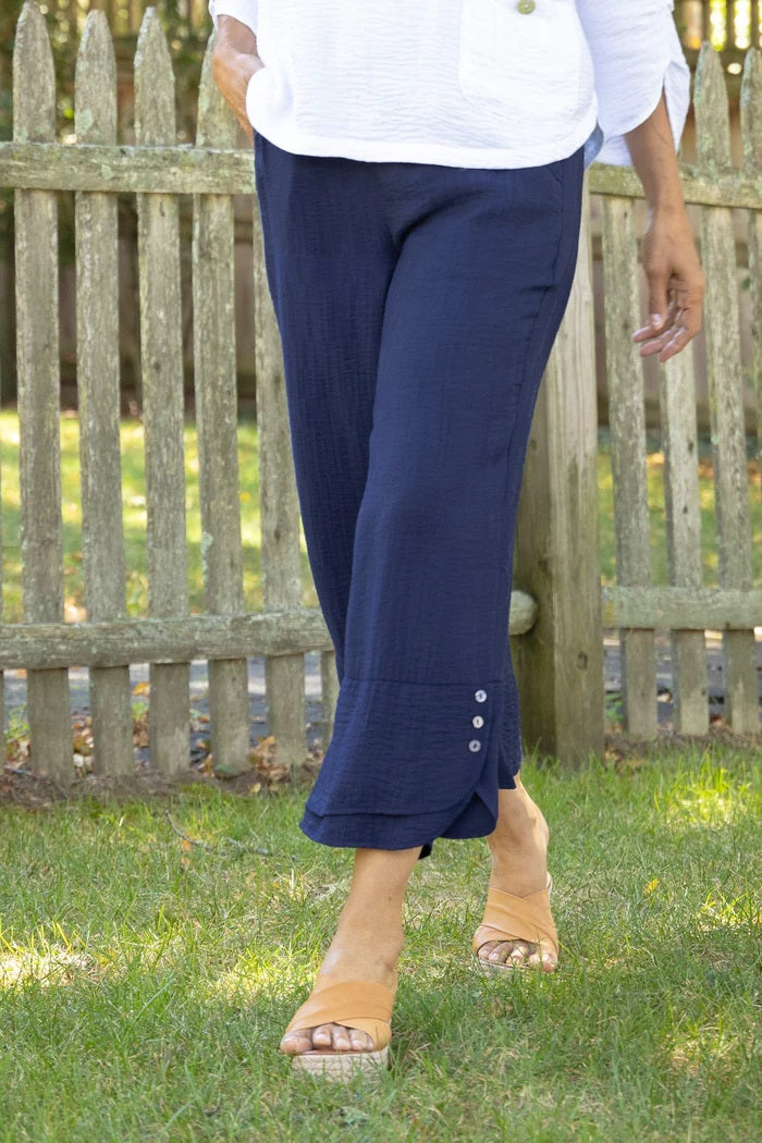 Habitat's Whisper Jacquard Rayon Crop Pants in Navy