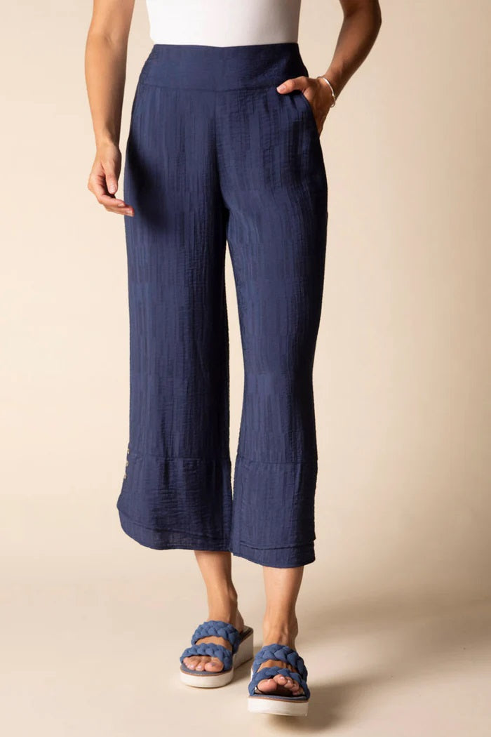Habitat's Whisper Jacquard Rayon Crop Pants in Navy