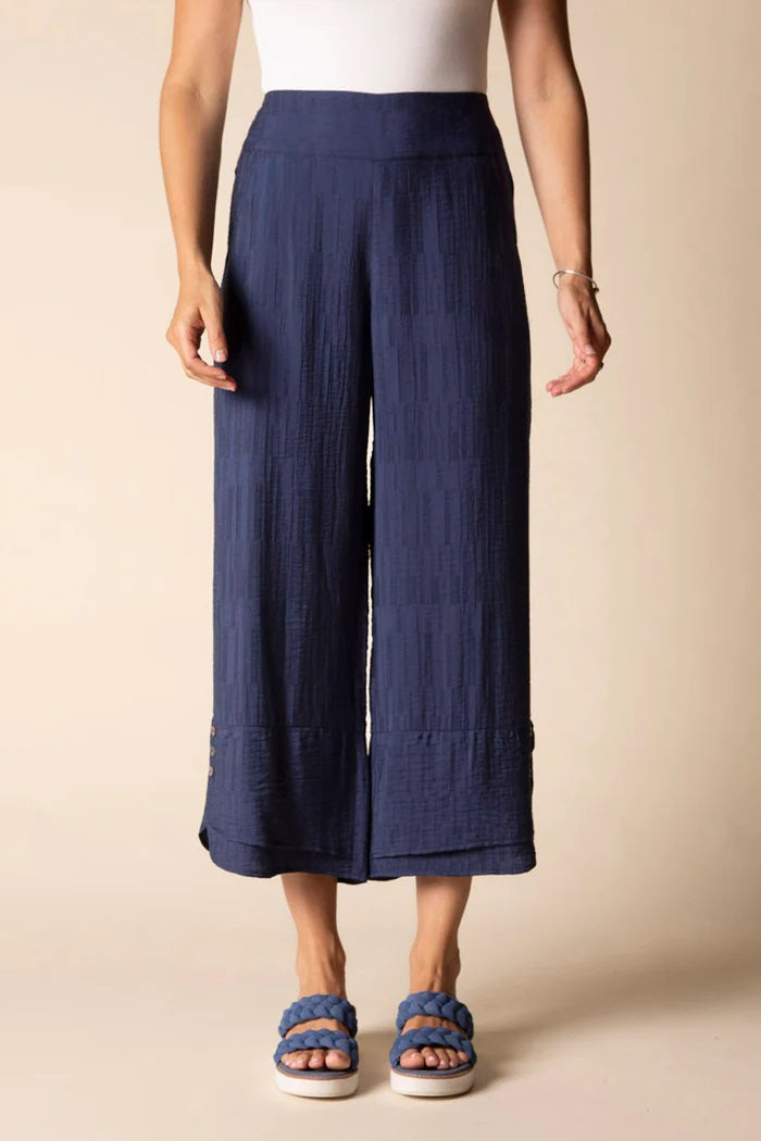 Habitat's Whisper Jacquard Rayon Crop Pants in Navy