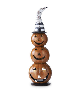 LED Triple Stacked Jack-o-Lantern with Witch Hat