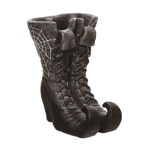 Web Covered Witch Boot Container