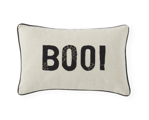 Cream BOO Embroidered Lumbar Pillow