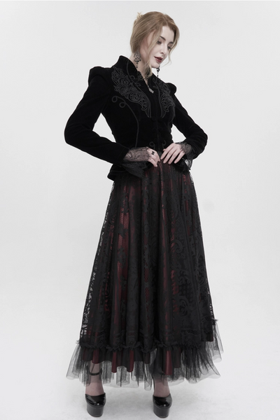 Gothic Halloween Lace Maxi Skirt