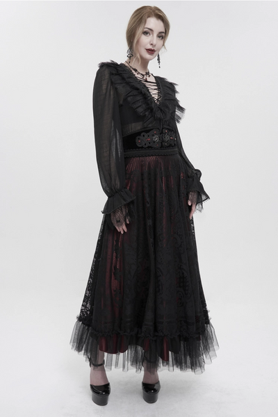 Gothic Halloween Lace Maxi Skirt