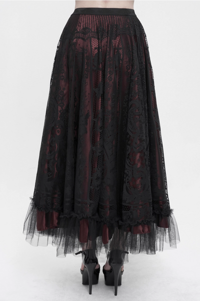 Gothic Halloween Lace Maxi Skirt