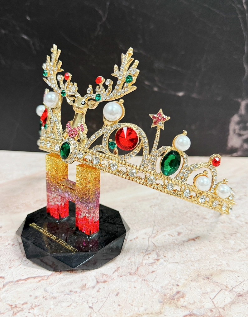 Gold Antler Christmas Headpiece
