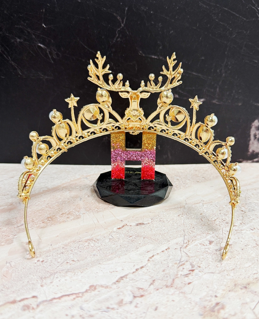 Gold Antler Christmas Headpiece