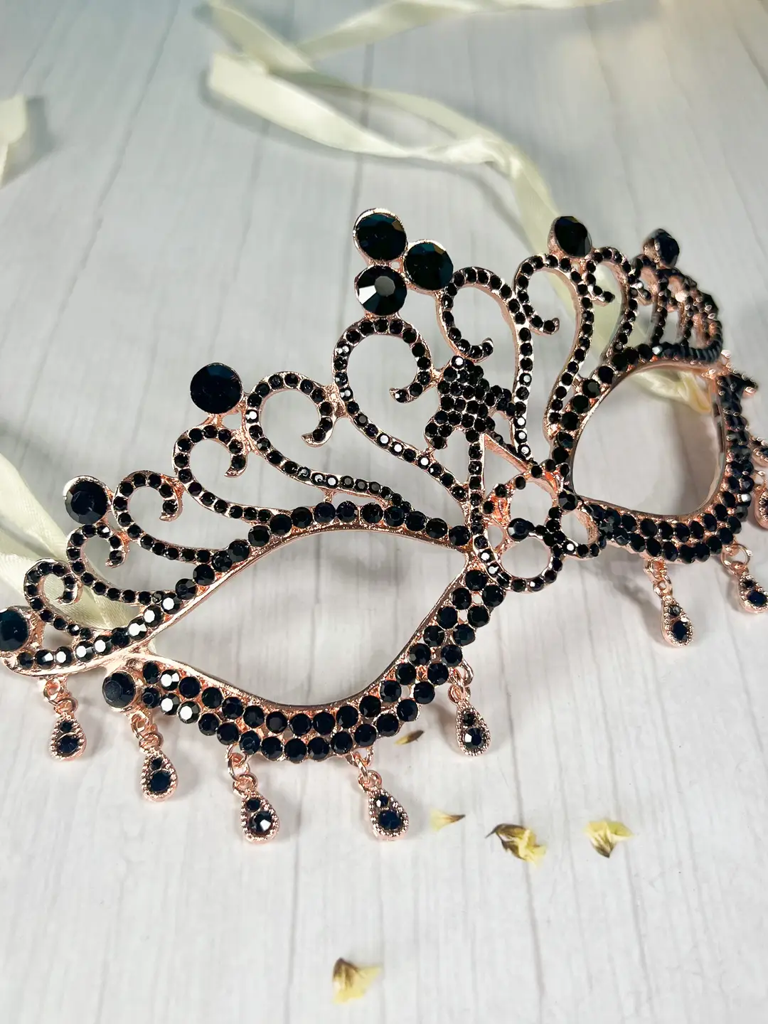 Black Diamond Gold Masquerade Mask