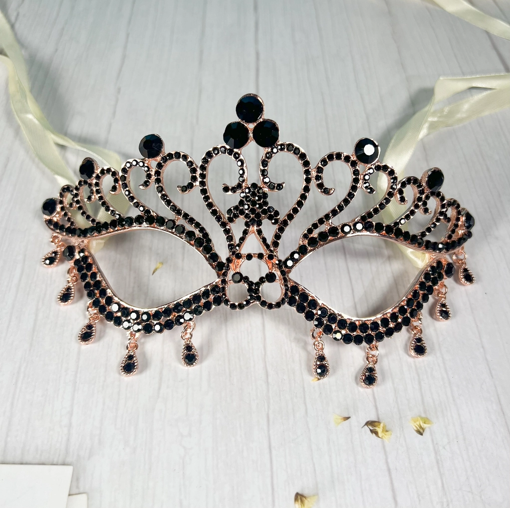 Black Diamond Gold Masquerade Mask