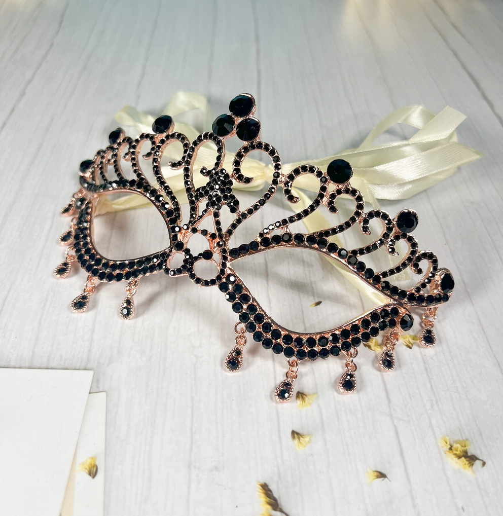 Black Diamond Gold Masquerade Mask