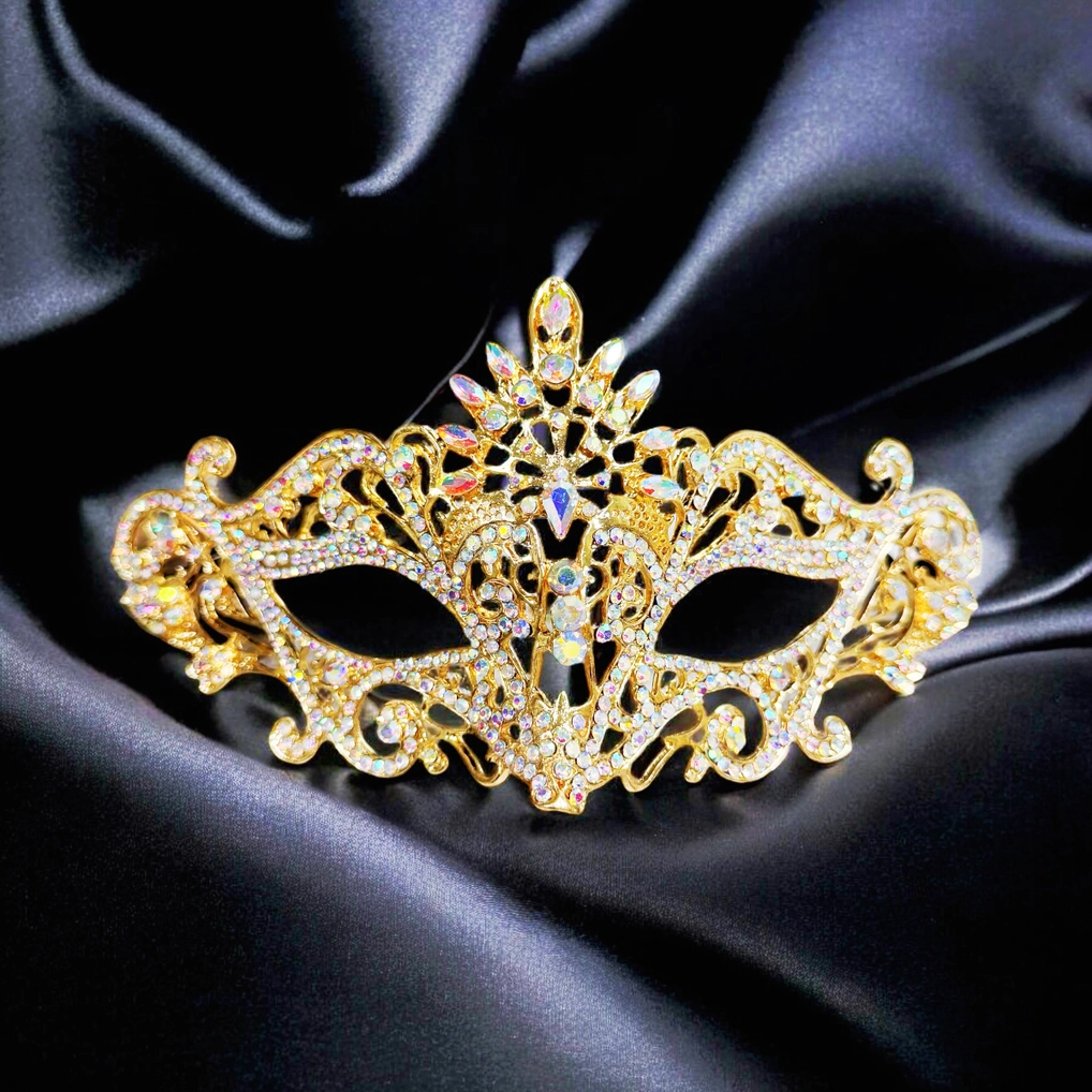 Gold & Aurora Borealis Crystal Masquerade Mask