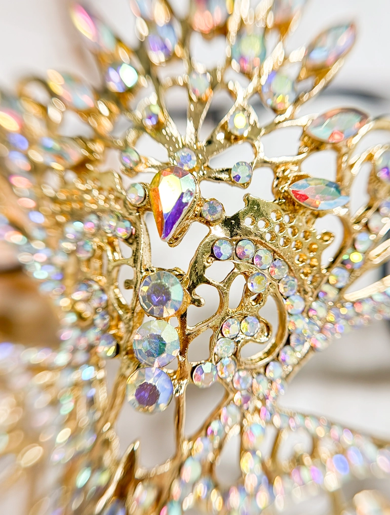 Gold & Aurora Borealis Crystal Masquerade Mask