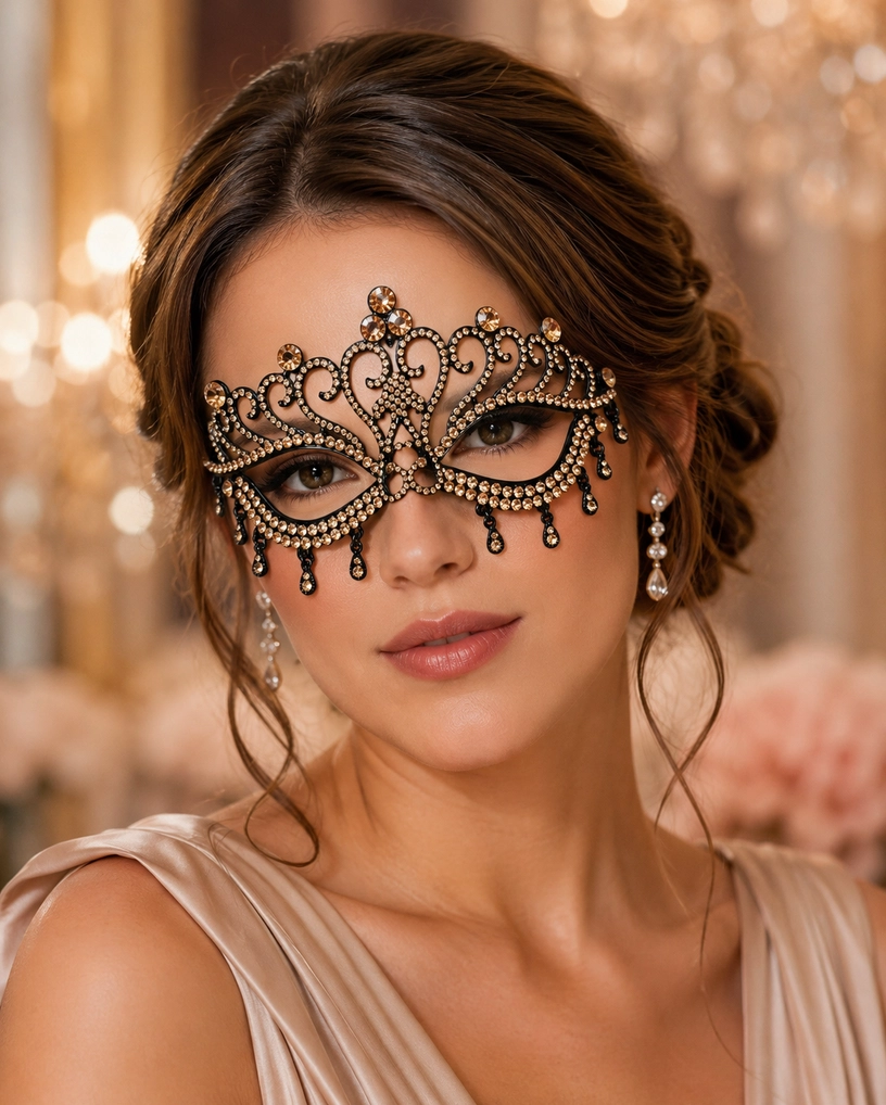 Crystal Eye Gold Masquerade Mask