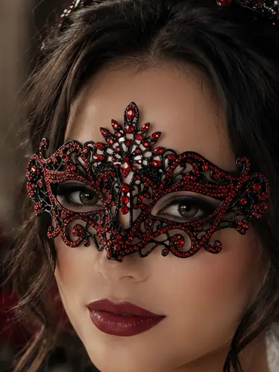 Gothic Red Masquerade Mask