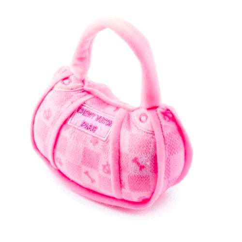 Pink Chewy Vuiton Handbag Dog Toy / L