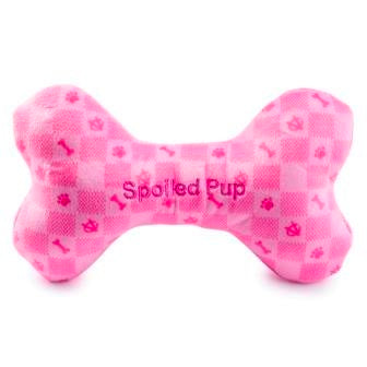 Pink Checker Vuiton Bone Dog Toy / S