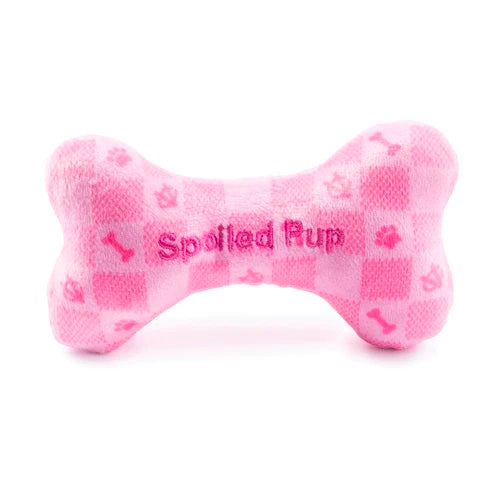 Pink Checker Vuiton Bone Dog Toy / L
