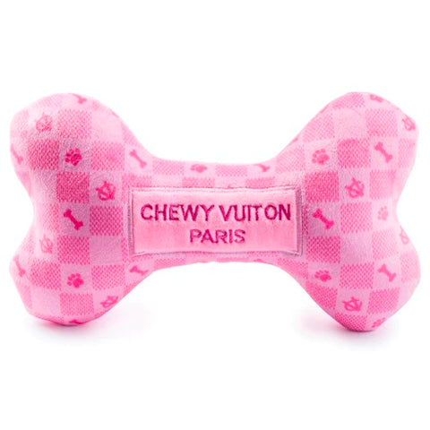 Pink Checker Vuiton Bone Dog Toy / XL
