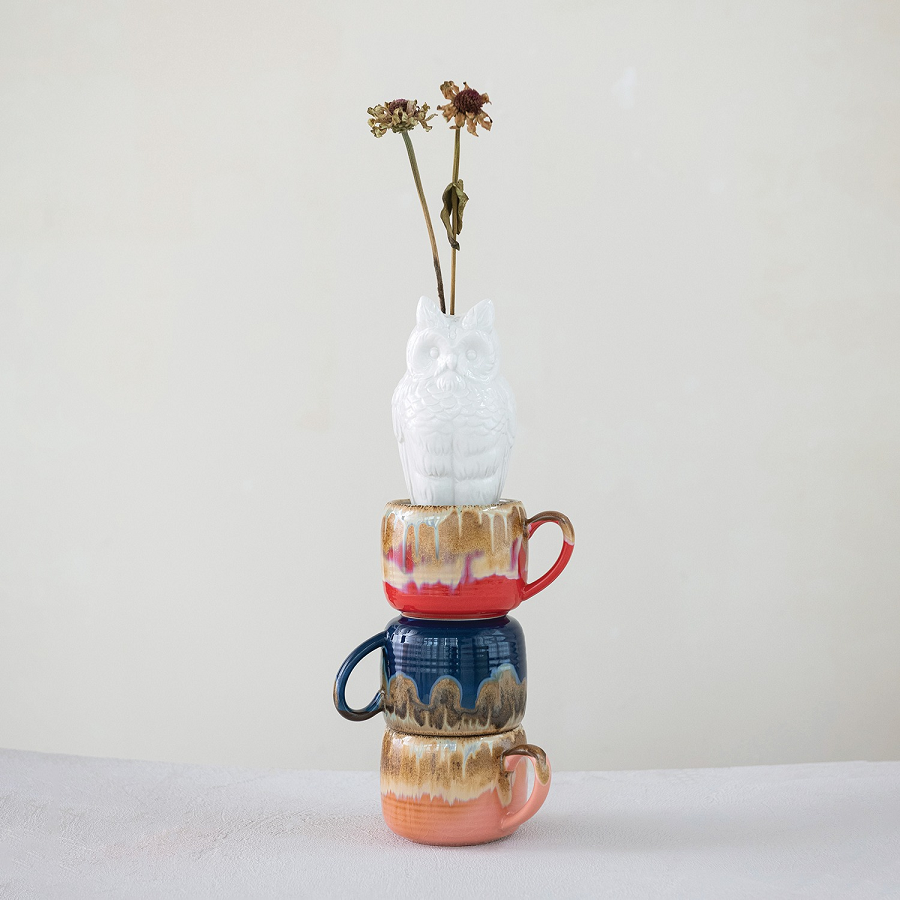 Hazel Mazel Stoneware Owl Vase