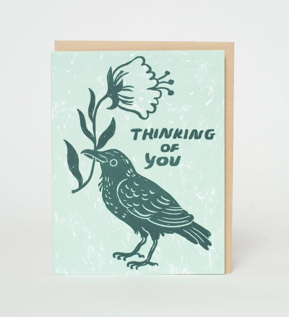 Thinking of You Crow Greeting Card